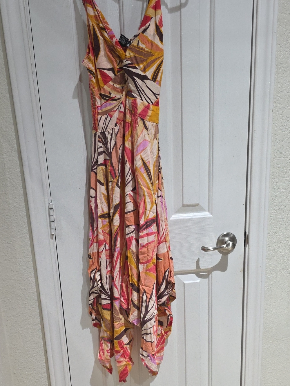 Angie Flowy V-Neck Multi-Color Rayon 100%  Printed Summer Dress Size S